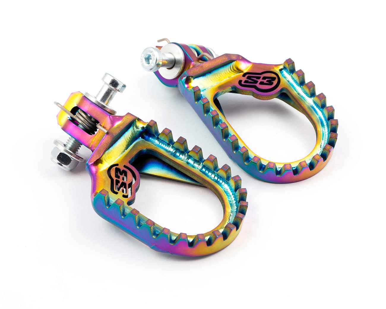 S3 TITANIUM TRIAL 'CURVE' FOOTPEGS – 10mm BACK + 8 Degree