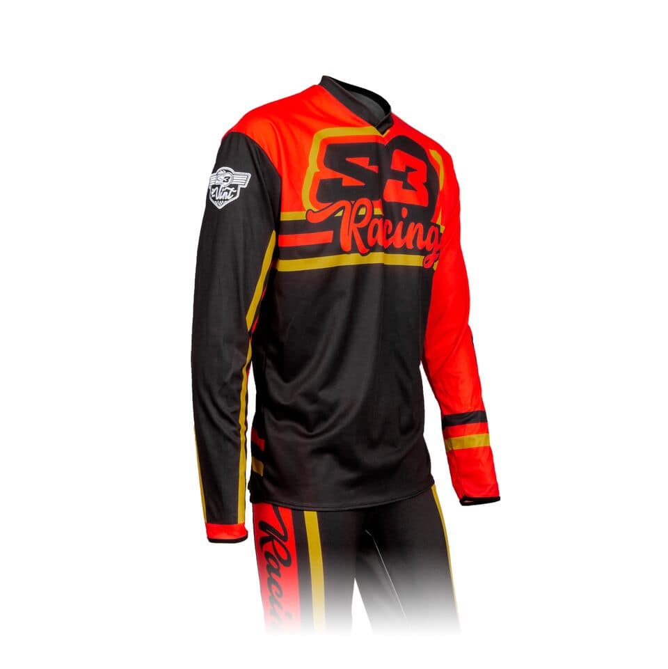 S3 'VINTAGE' TRIALS SHIRT – RED/GOLD Trial Enduro Direct