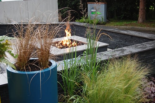 Outdoor Living - Firepit with Plants