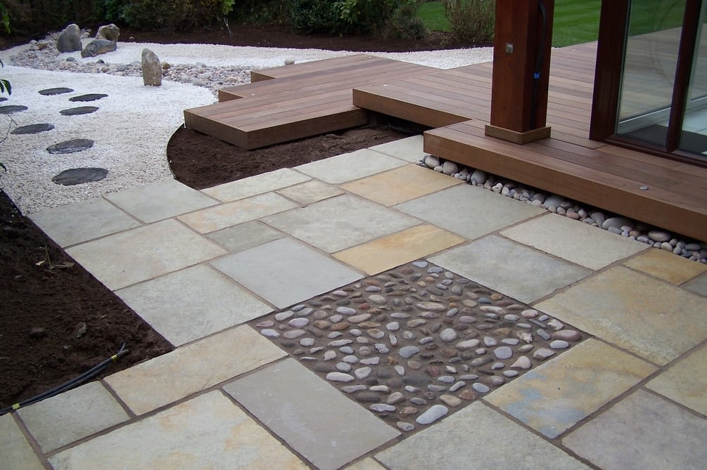 Small Oriental Garden With Stone Paving - South Manchester