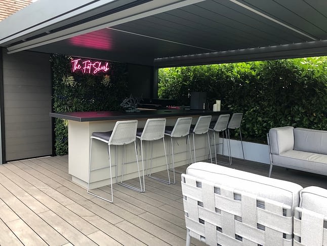 Undercover outdoor kitchen, bar and lounge area in Cheshire
