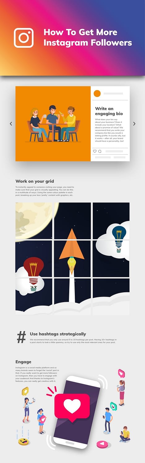How to get more followers on INstagram infographic
