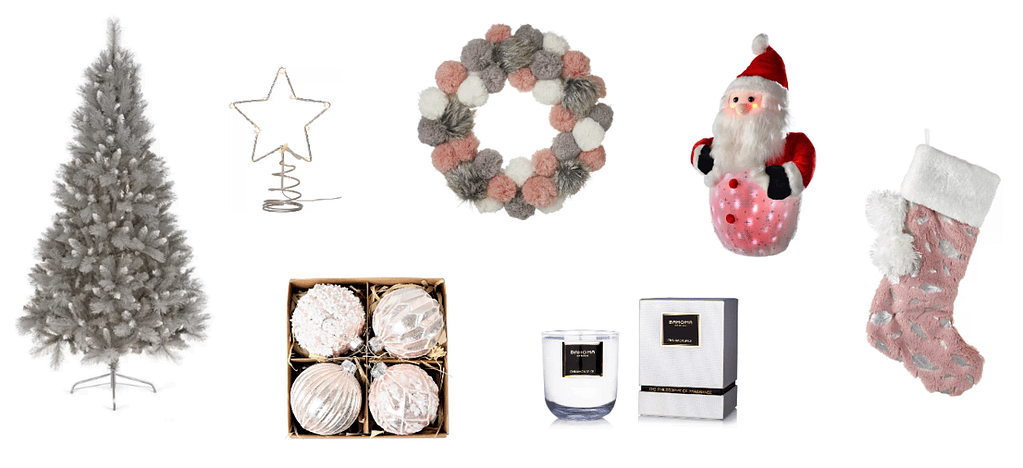 pink and grey christmas decor ideas