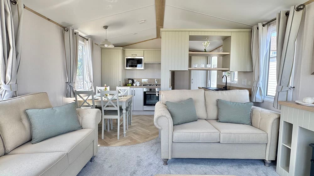 atlas-debonair-seating-area-5019 Regal Hemsworth static caravan lounge and kitchen/dining area at Bron-Y-Wendon Holiday Park