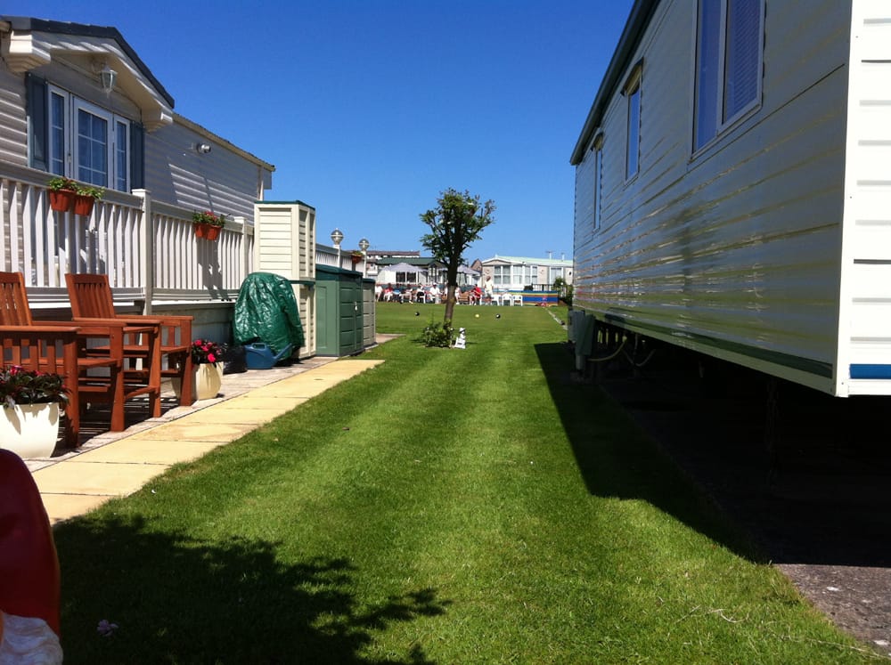 View looking down between two caravans at Pentre Mawr Caravan Park