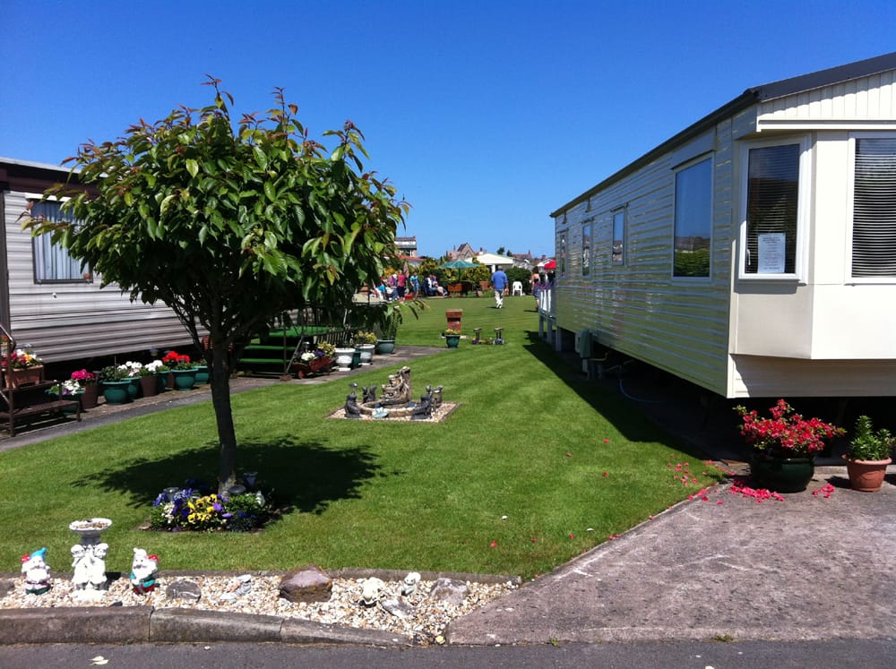 Small tree between two caravans at Pentre Mawr Caravan Park