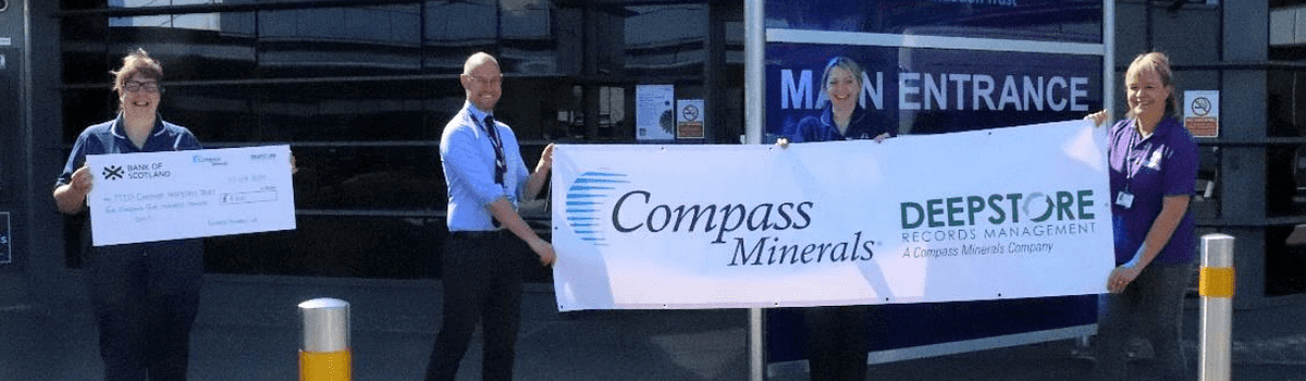 compass minerals and deepstore staff with Leighton Hospital donation