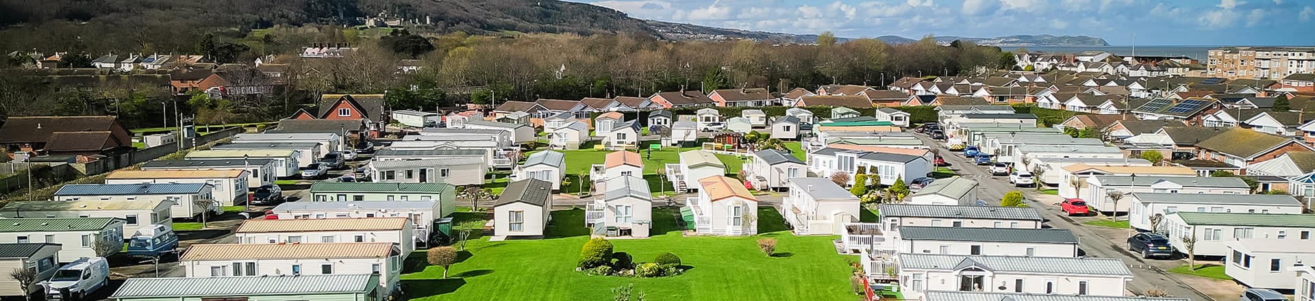 Aerial view looking across Pentre Mawr Caravan Park