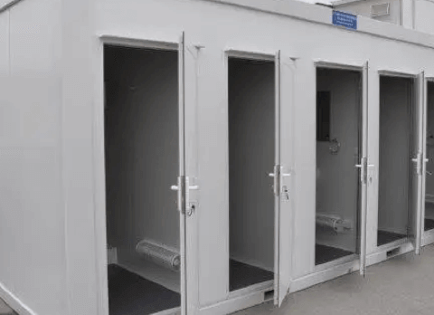 Mobile shower and toilet units for construction sites or outdoor events