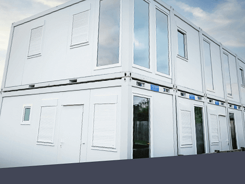 Modern portable office units designed for temporary workspace solutions