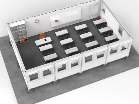 3D render of a prefabricated classroom by TF Jackson
