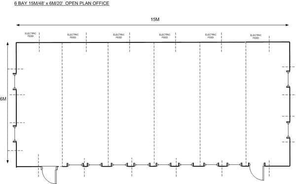 20x48 six bay open plan modular building - Image 7