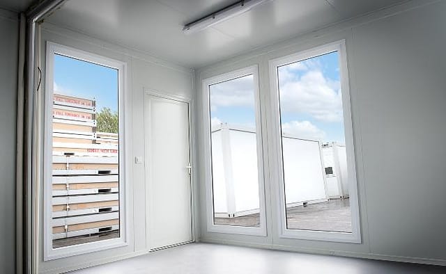 Interior shot looking through the window of a TF Jackson modular building