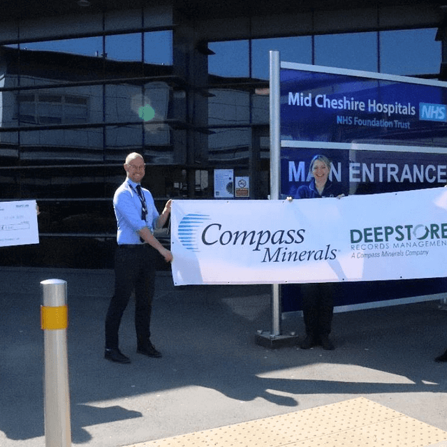 compass minerals and deepstore staff with Leighton Hospital donation