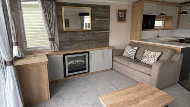Comfortable living area in a static caravan
