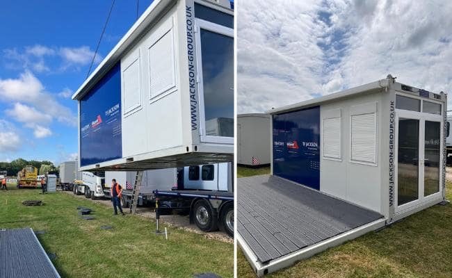 Craning a prefabricated unit into place for a client