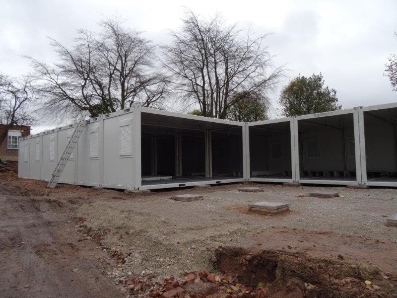 Modular buildings under construction