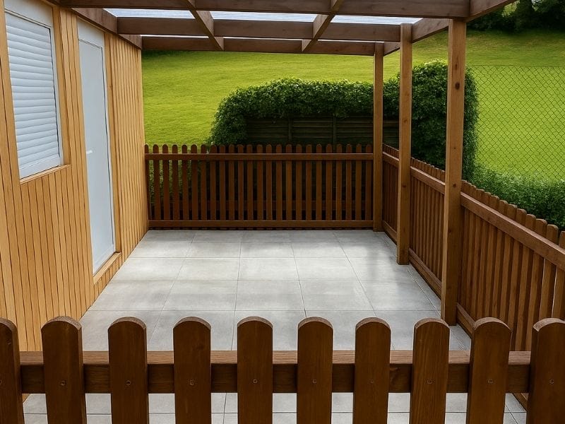 Covered patio area to the front of Wincle Primary School
