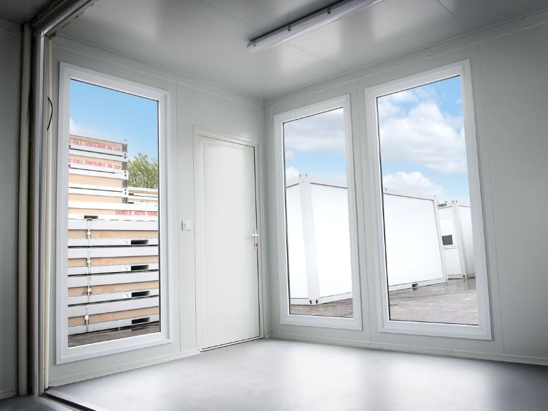 Interior shot of doors and windows in a TF Jackson modular building