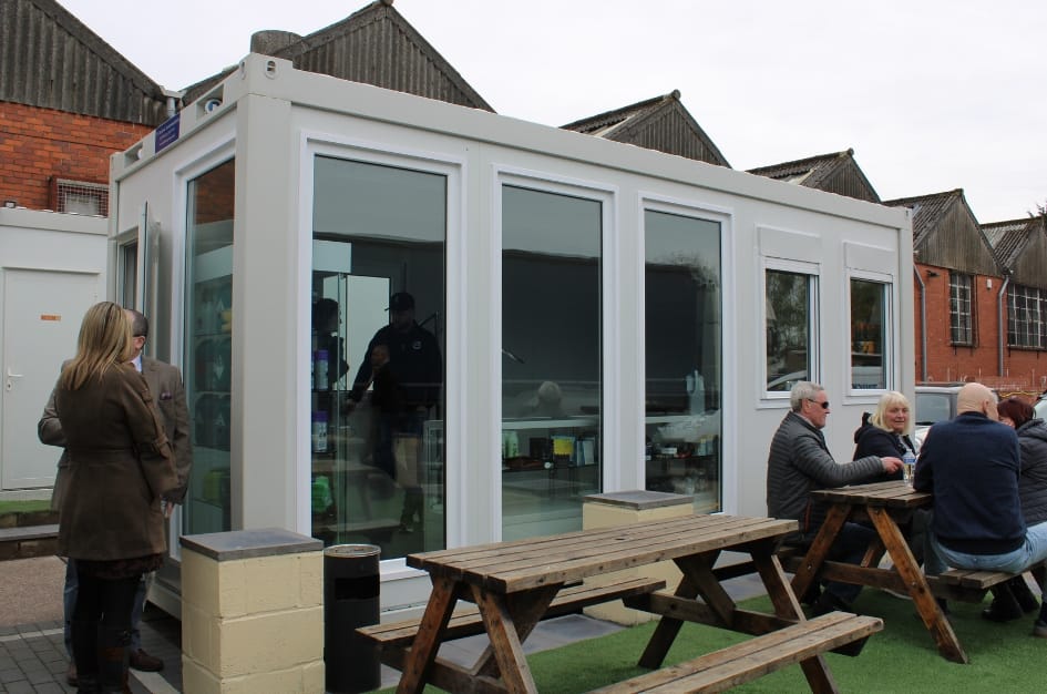 Outdoor dining at ADS Truckstop's  new prefabricated café canteen