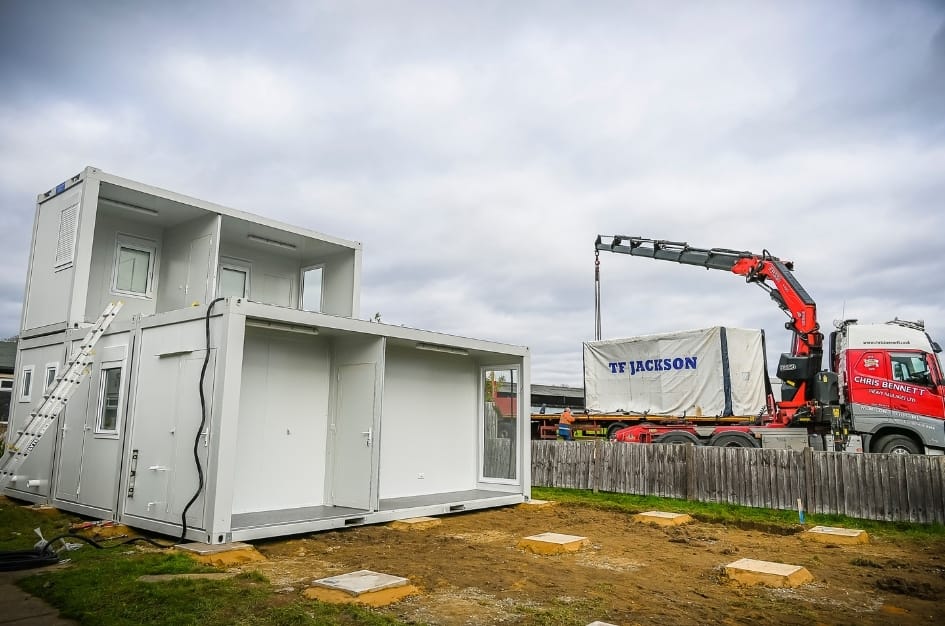 Fairoaks Airport new terminal building taking shape with several modular prefabricated units in place