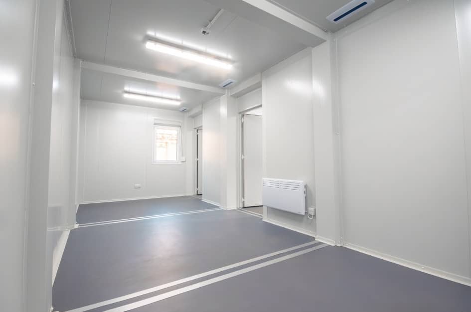 Interior of a TF Jackson unfurnished prefabricated building