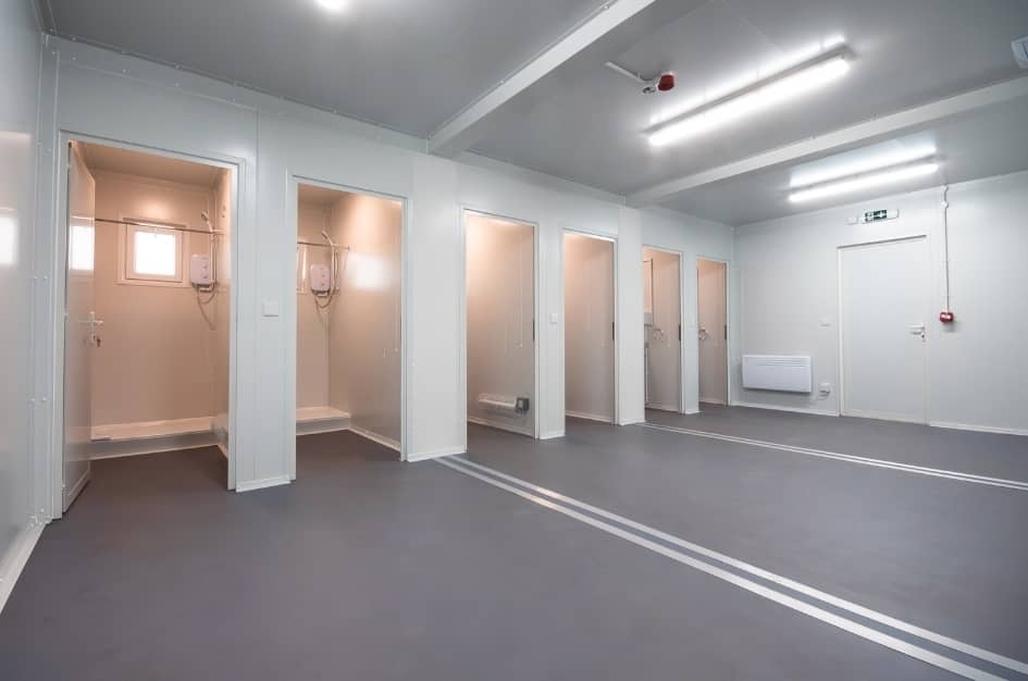 Shower facilities constructed by TF Jackson for the team at Torr Works Quarry