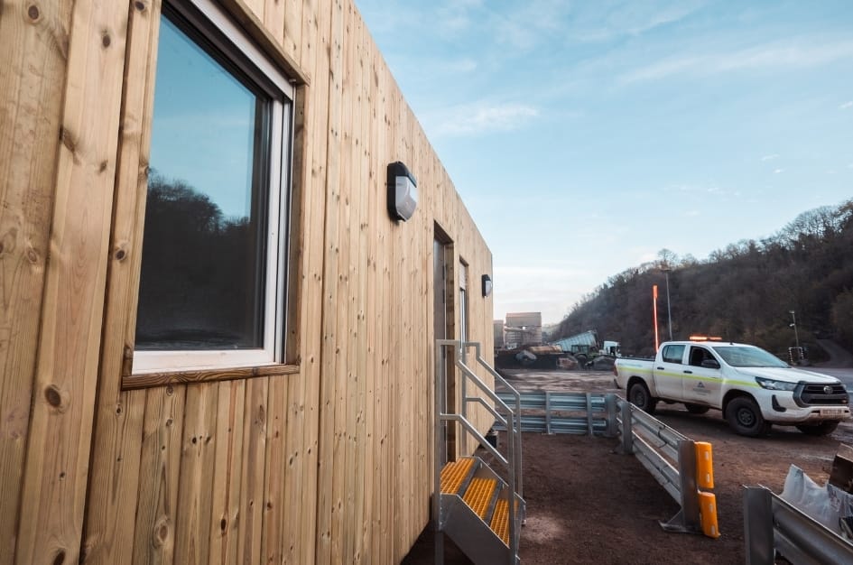 Works van parked outside the new TF Jackson building at Torr Works Quarry