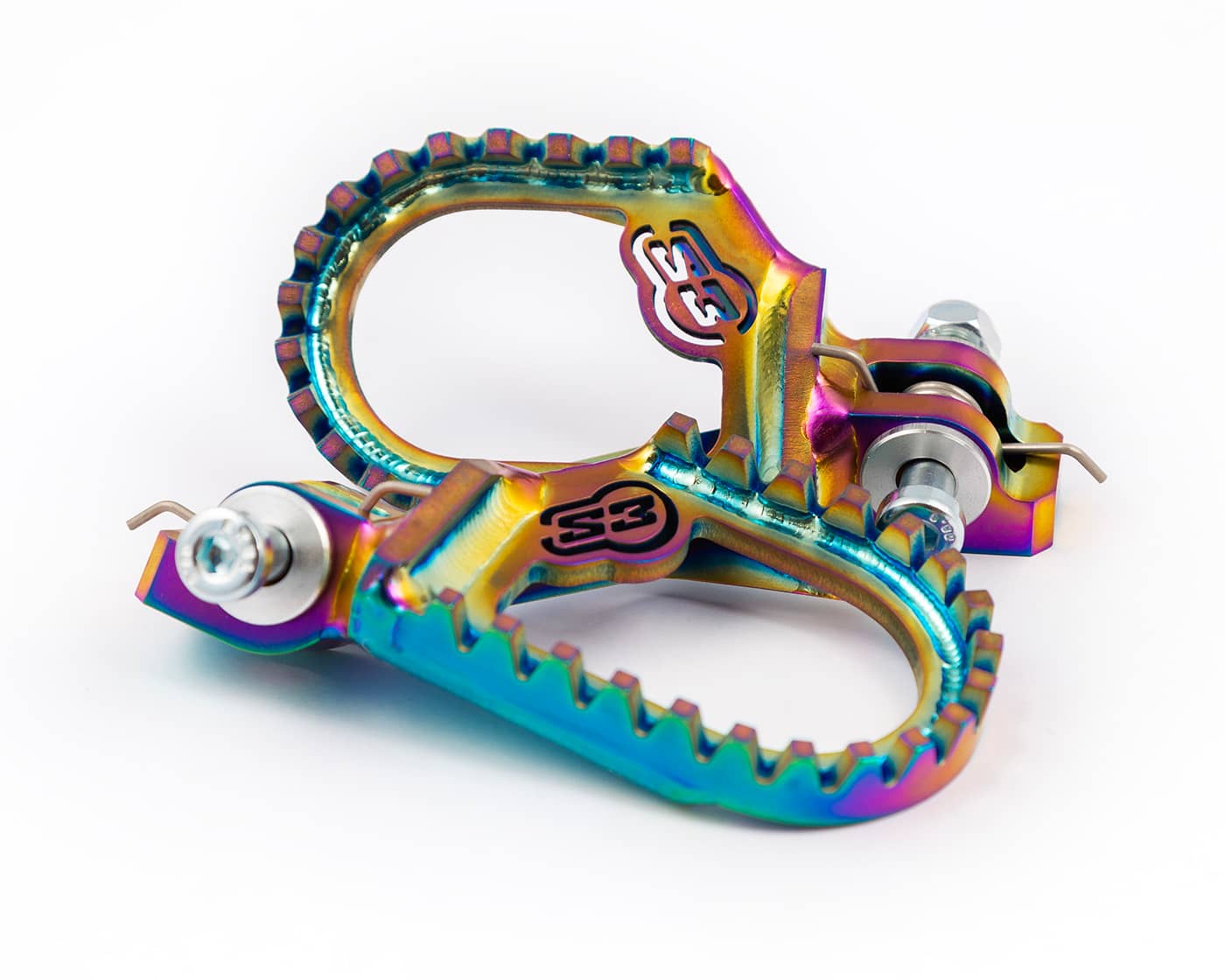 S3 TITANIUM TRIAL 'HARDROCK' FOOTPEGS – 10mm BACK + 5mm LOW